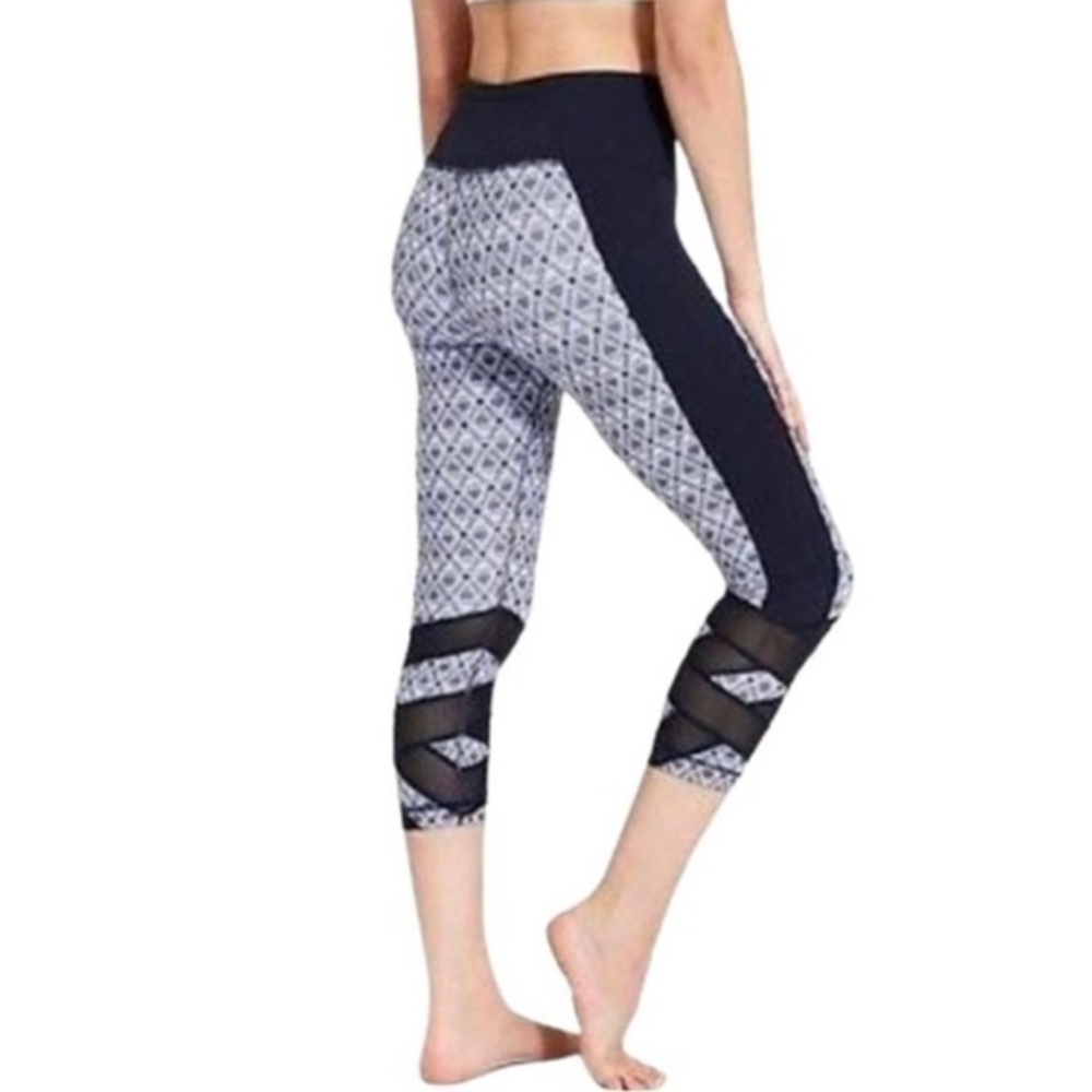 Athleta Capri High Rise Powervita Mantra Geometric‎ Blue Small